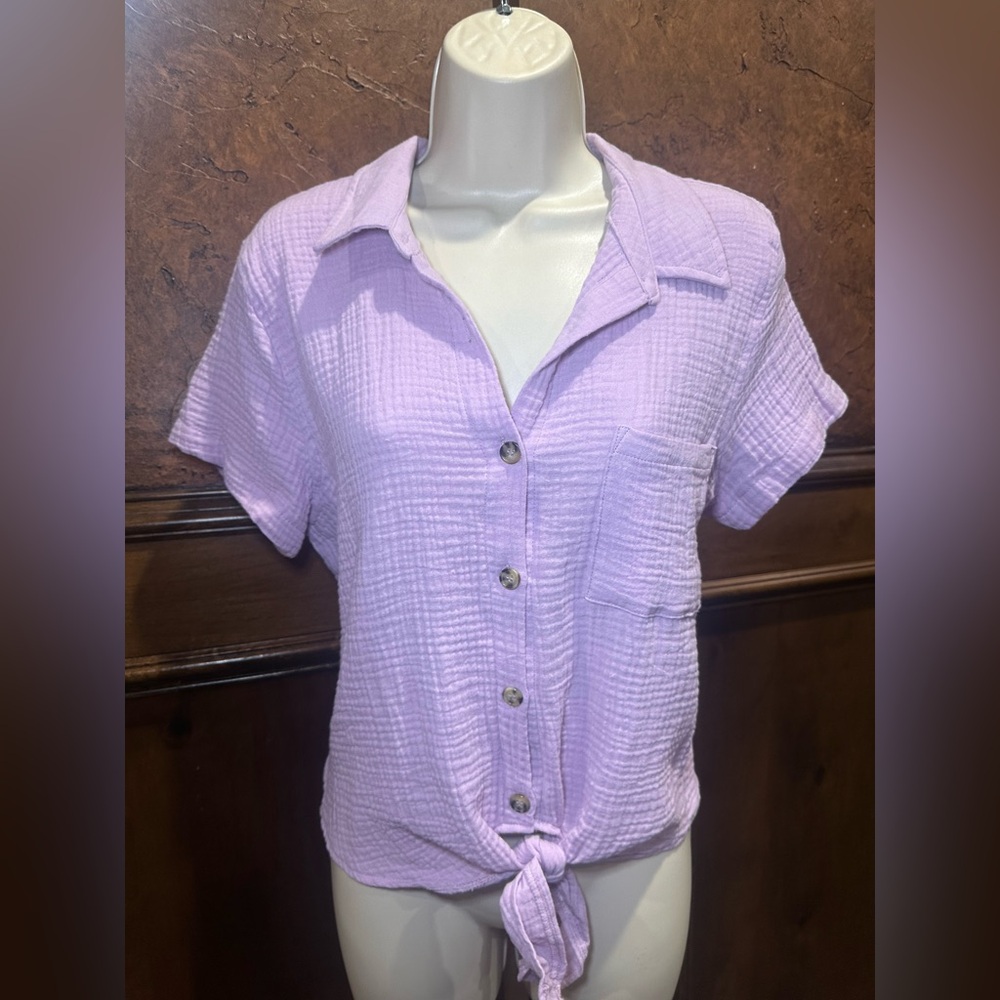 NWT SIZE L Pink Rose Light Purple Button-Down Shirt - Picture 1 of 10